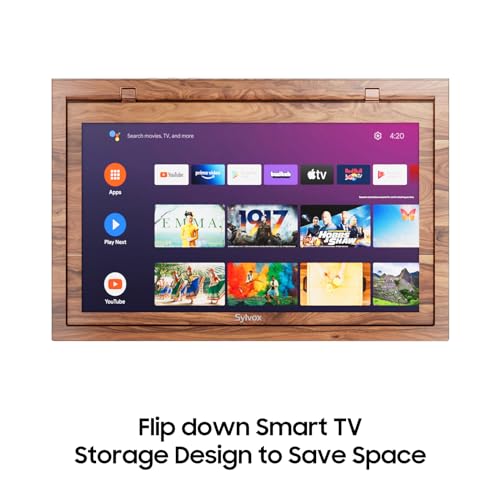 Televisor Inteligente SYLVOX Grano de Madera con Rotación de 360° y Diseño Compacto para Cocina, Recámara o RV