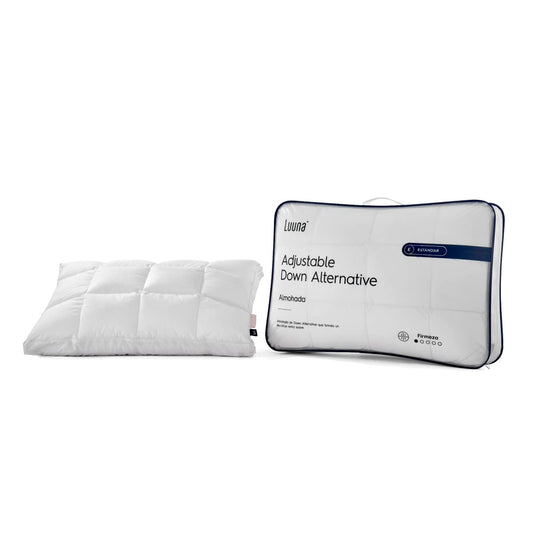 Luuna Almohada Ajustable Down Alternative, Funda 100% algodón, Alto Confort y Relleno Ajustable, Hipoalergénica y antiácaros, Blanco, King Size