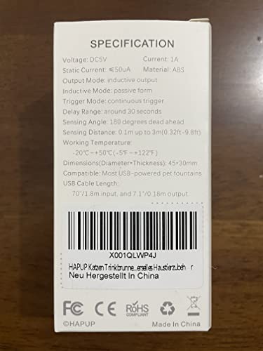 HAPUP Sensor de fuente de gato, sensor de movimiento, fuente de agua para gato, parada de arranque automático, sensor de fuente de agua para mascotas, sensor externo USB CC 5 V 1 A, detector de ahorro de energía, accesorio universal inteligente