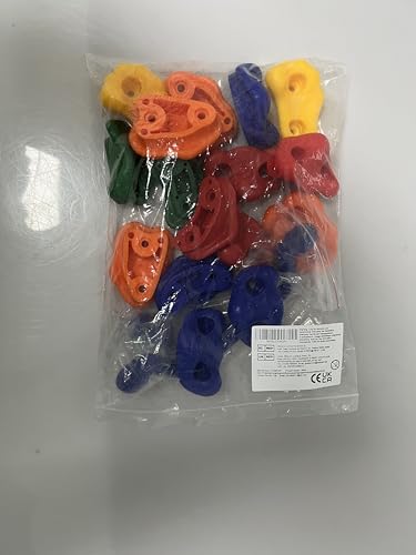 KINSPORY 20 Piezas de agarres de Escalada en Roca con Nariz de Cerdo Colorida con Dos Asas Azules, Juego de Accesorios de Montaje Incluido