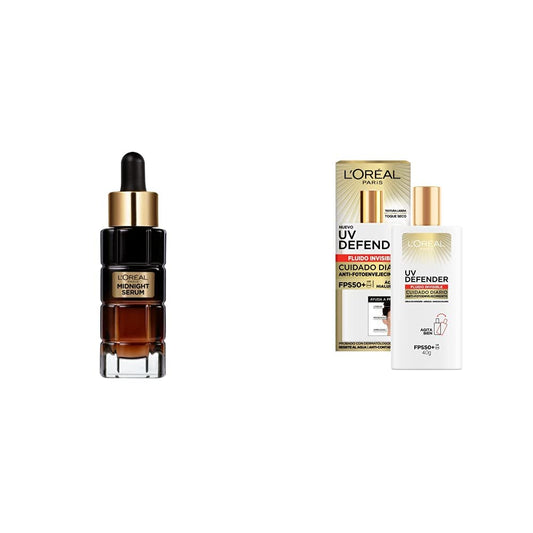 L'Oreal Paris Age Perfect Renovación Celular Serum de Noche Midnight Serum + Uv Defender bloqueador solar Fluido Invisible FPS 50 +