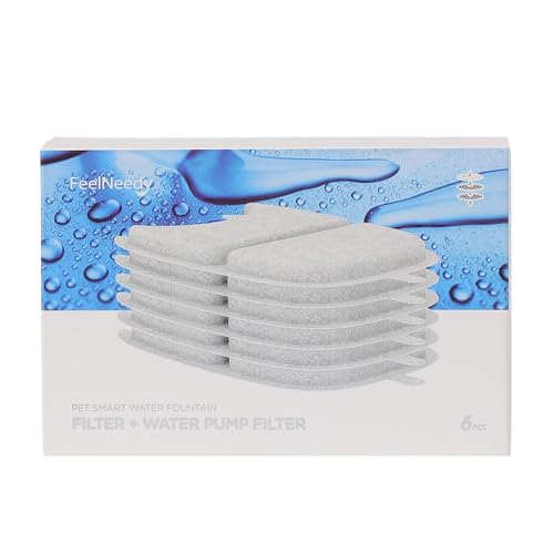 Filtros de Fuente para Gatos Feelneedy Paquete de 6 Blanco con Esponjas de Bomba para Mascotas 4 Litros