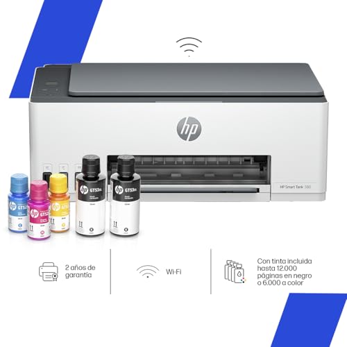 HP Impresora Multifuncional Smart Tank 580, Tinta Continua, Color, Wi-Fi, Dúplex (Doble Cara) Manual, Impresión Desde Smart App, 2 años de Garantía (1F3Y2A)