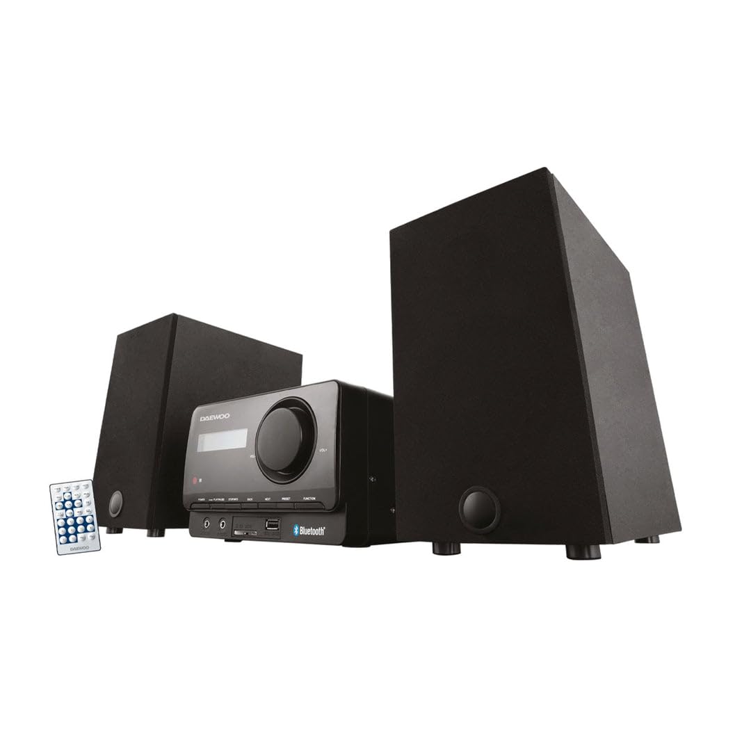 Select Sound Daewoo Mini Componente 2 Altavoces de 5W, Bluetooth, Radio estéreo FM, Reproductor CD´s, USB, SD, Incluye Control Remoto.