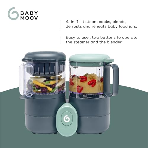 Babymoov Duo Meal Lite: Procesador de Alimentos para Bebés 4 en 1 con Vaporizador, Licuadora, Purés para Bebés, Calentador y Descongelador (Aprobado por Nutricionistas), Gris Oscuro
