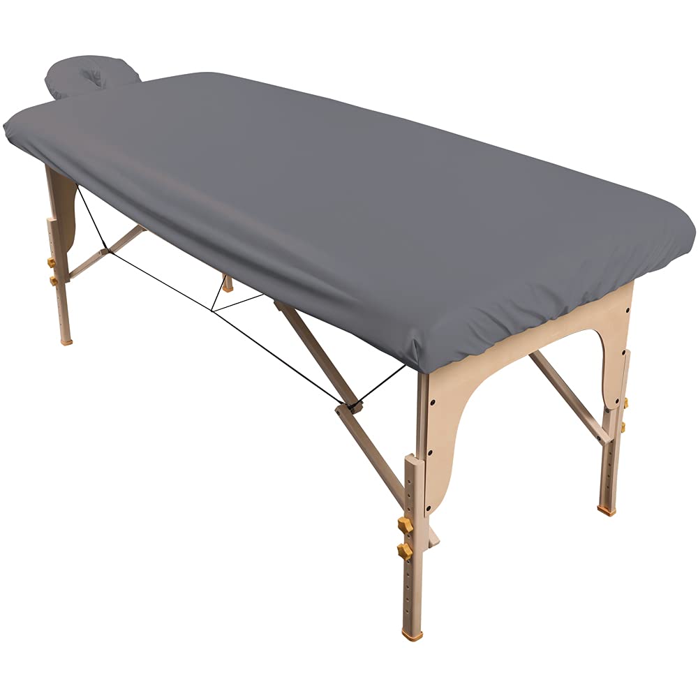 ForPro Waterproof SPA Treatment Massage Sheet Set for Massage Tables, Machine-Washable, Includes Fitted Sheet and Face Rest Cover, Cool Grey