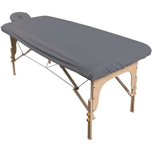 ForPro Waterproof SPA Treatment Massage Sheet Set for Massage Tables, Machine-Washable, Includes Fitted Sheet and Face Rest Cover, Cool Grey