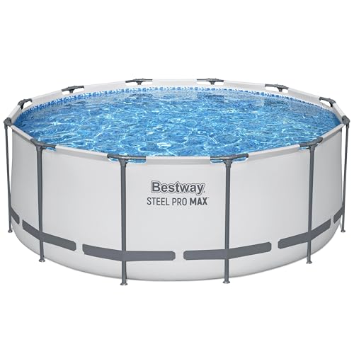 BESTWAY 56421 Alberca con Estructura Redonda 3.66x1.22cm con Bomba y Filtro Gris, Gris