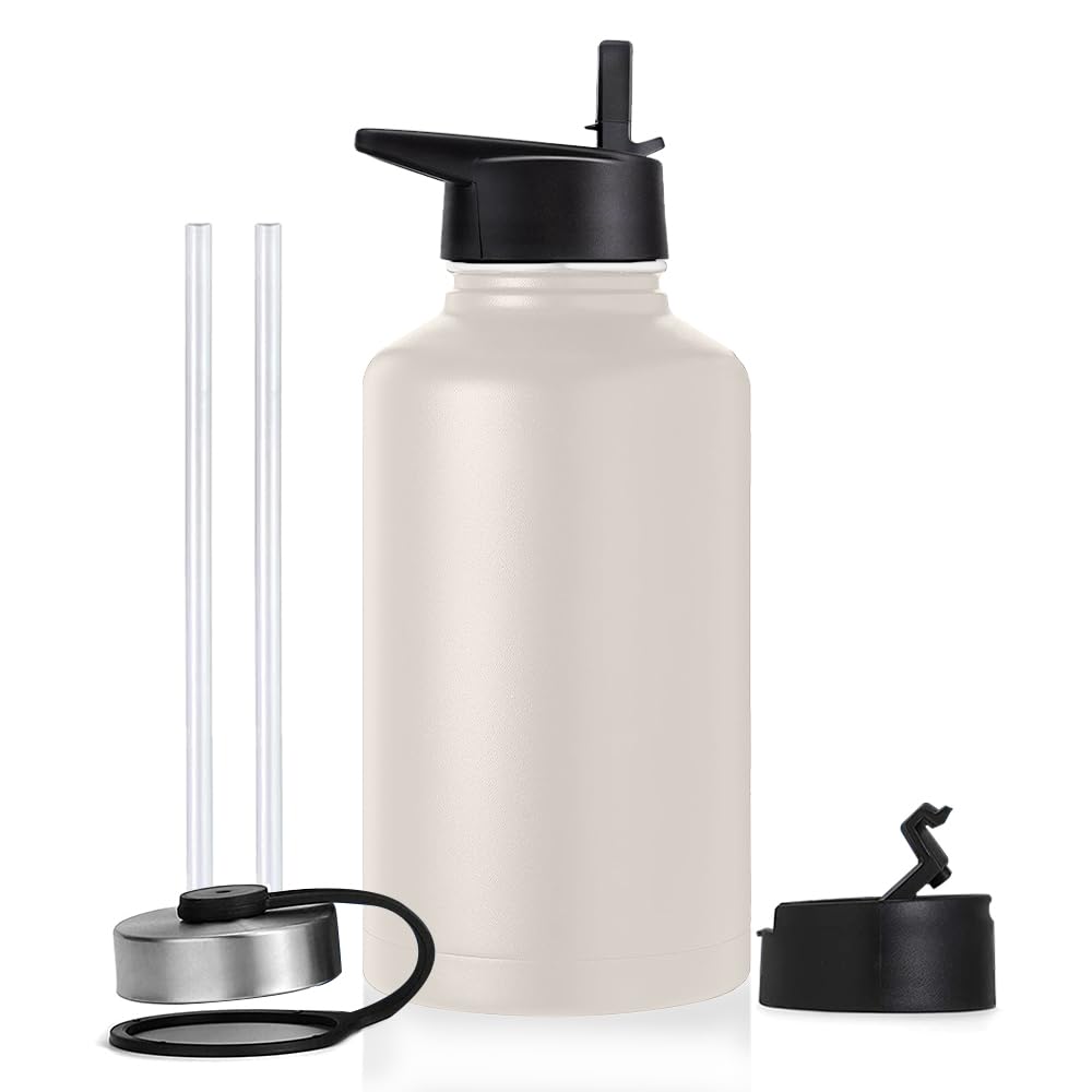 Free Wolf 64OZ Termo de Acero Inoxidable A Prueba de Fugas Con 3 Tapas y Asa, Doble Aislamiento Térmico para 24 Horas de Agua Fría y 12 Horas de Caliente