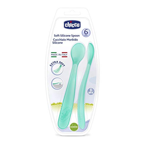 CHICCO Spoon Soft Silicone, 6m+ 2pck, Blue