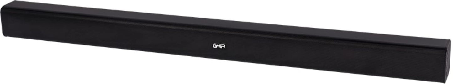 GHIA Barra de Sonido GSB-012. Audio de 2.0 Canales, Potencia 20w RMS, Batería Recargable 2200MAh. Conexión inalámbrica, Bluetooth, USB, Radio FM, Puerto Óptico.
