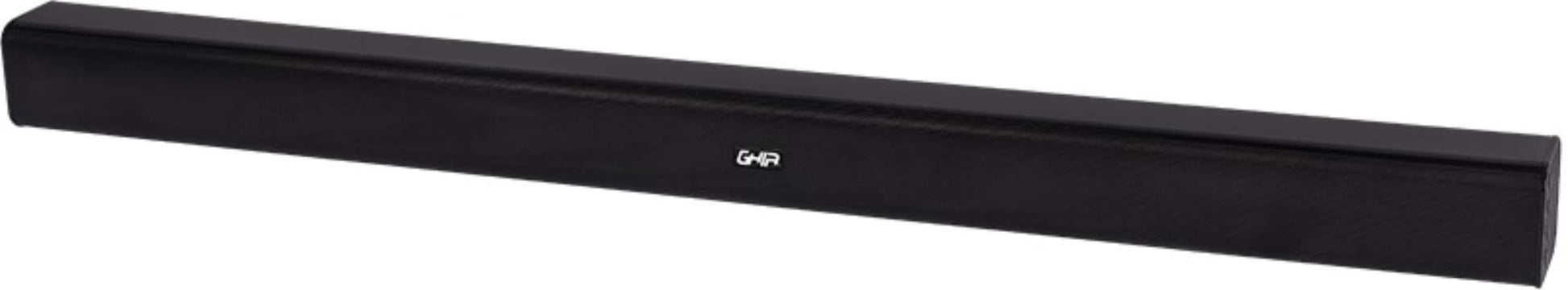 GHIA Barra de Sonido GSB-012. Audio de 2.0 Canales, Potencia 20w RMS, Batería Recargable 2200MAh. Conexión inalámbrica, Bluetooth, USB, Radio FM, Puerto Óptico.