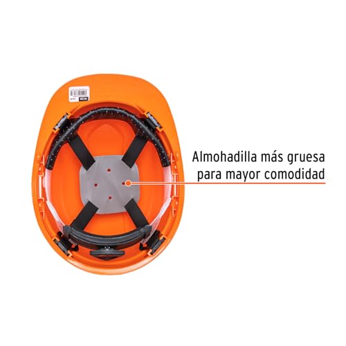Casco de Seguridad Truper Naranja Ventilado Diseño Cómodo y Ligero Ajuste de Matraca