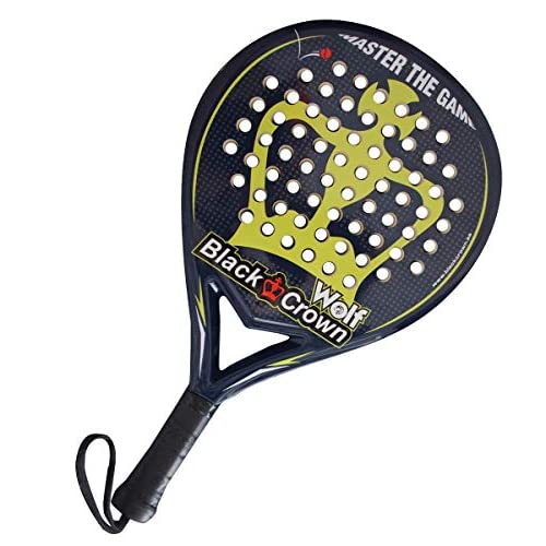 Black Crown - Raqueta de Padel Wolf - Forma Redonda - Balance Medio - Pala con Marco 38 mm 50% Fibra de Carbon 50% Fibra de Vidrio