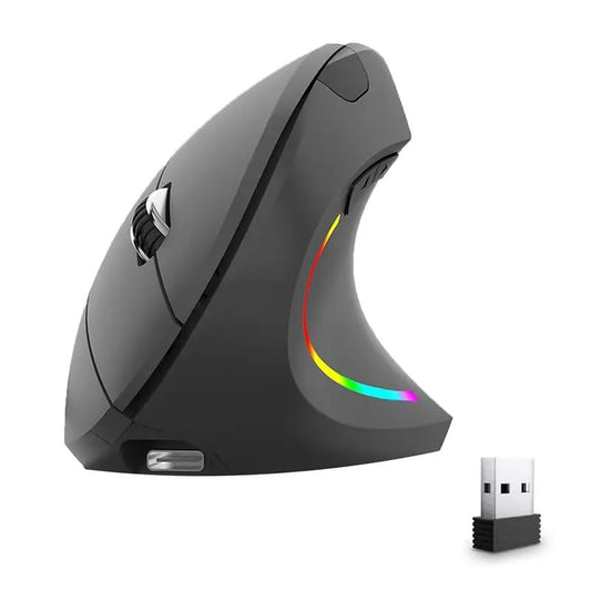 BWEFVB Ratón Ergonómico Vertical Inalámbrico Recargable USB-C, 2400DPI Ajustable - Mouse Inalámbrico Silencioso para Oficina/Juegos, Diseño Antideslizante y Cómodo para Aliviar Dolor de Muñeca (Gris)
