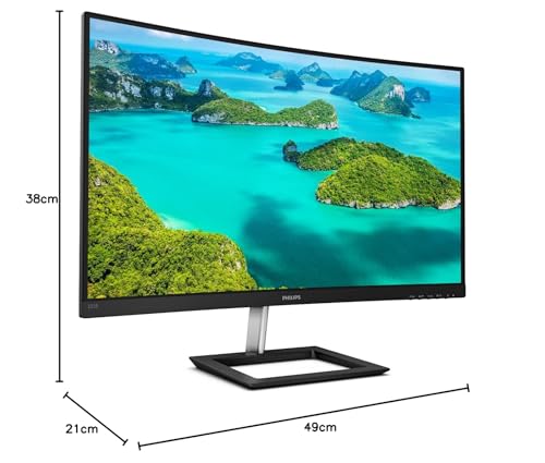 PHILIPS 325E1C 32" Monitor sin Marco, Panel VA, Curvo 1500R, Quad HD 2K, Ultra Wide-Color, 123% sRGB, 75Hz, 4 ms, FreeSync, VESA.