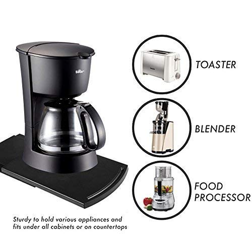 HOSKO Paquete de 2 bandejas deslizantes para cafetera, 12 pulgadas, ABS negra