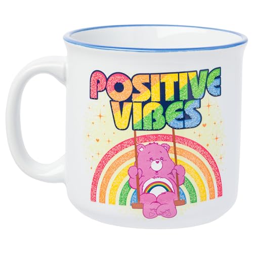Taza de Cerámica Silver Buffalo con Purpurina Oso de Alegría 20 Onzas Positive Vibes