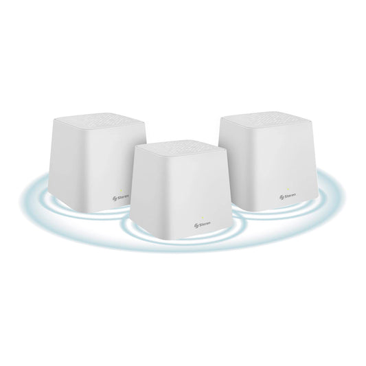 STEREN MESH-300 Sistema Smart Wi-Fi Mesh Triple, 2,4 GHz y 5 GHz (B/G/N/A/AC/V/R), hasta 900 Mbps, 2 Puertos LAN Fast Ethernet por Cada módulo, Color Blanco, gestión Desde App