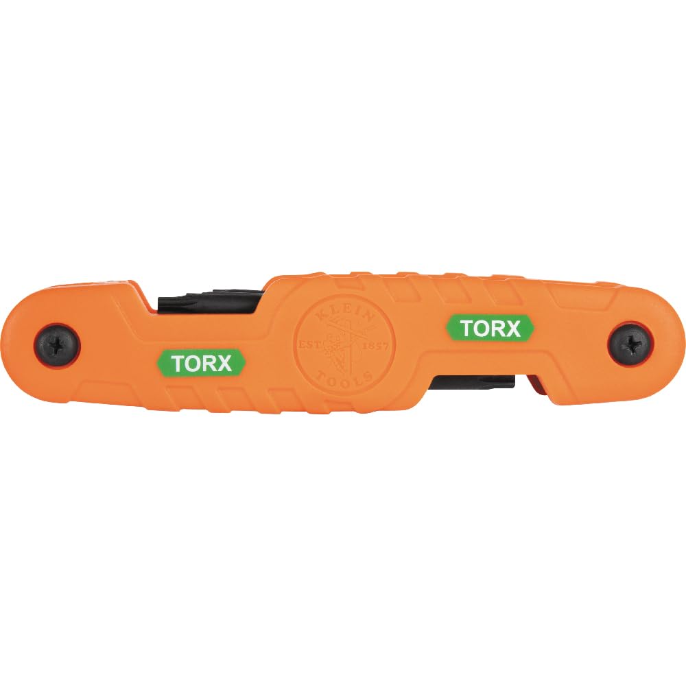 Klein Tools 70550T Pro Juego de llaves hexagonales plegables de 10 llaves Torx tamaños T6 a T40, acero de aleación tratado térmicamente, cuchillas de alto apalancamiento