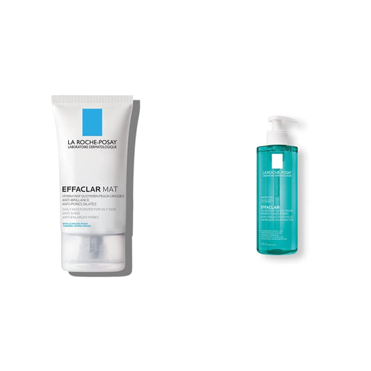 La Roche Posay Effaclar Mat Crema Facial Matificante para Piel Grasa, 40 ml + Effaclar Gel Microexfoliante Gel Limpiador Facial y Corporal, 400 ml