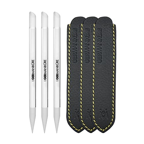 GERmanikure Palillos De Vidrio Para Cutículas Germanikure(Juego De 3 Piezas)- Fabricado Éticamente En La República Checa Empujador Y Removedor De Cutículas Lima Para Callos Y Piel Seca Lima