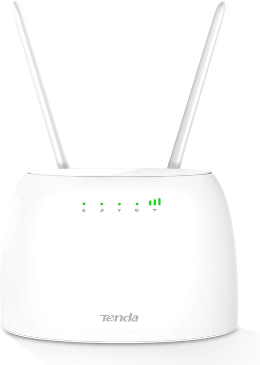 Tenda 4G06 300 Mbps 4G Volte Router Movil Wi-Fi, Ranura para SIM, No Requiere Configuración, Puertos RJ11, Servicio de Voz, 2 Antenas Desmontables, Monitoreo de Tráfico de Datos