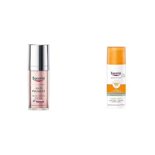 Eucerin Serum facial anti manchas Anti Pigment,30ml + Protector solar facial efecto mate toque seco Oil Control, 50 ml