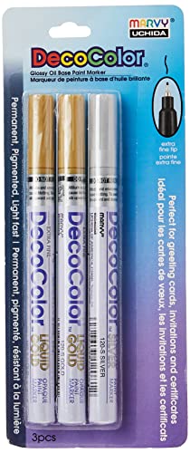 Bolígrafo DecoColor Uchida Plateada Oro de Punta Fina Pack de 3