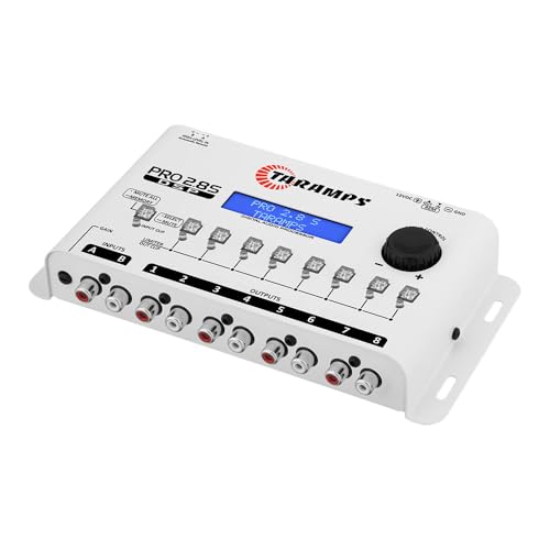 Procesador de Audio de Señal Digital Taramps Pro 2.8S Blanco Crossover con Ecualizador Gráfico de 15 Bandas y Secuenciador
