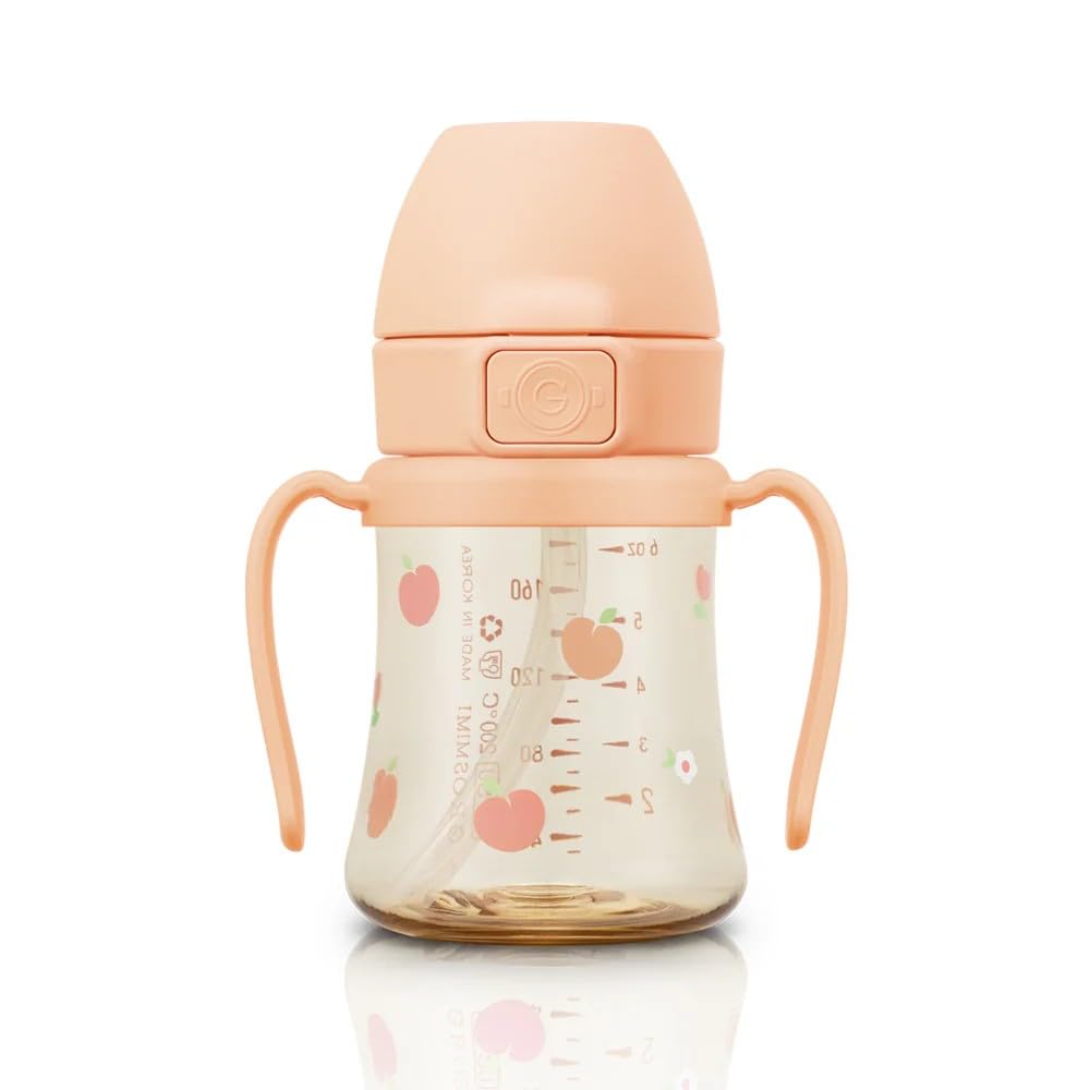 GROSMIMI - Taza para sorber a prueba de derrames, sin BPA, 6 onzas, etapa 2 pajita para niños pequeños (flor de cada uno)