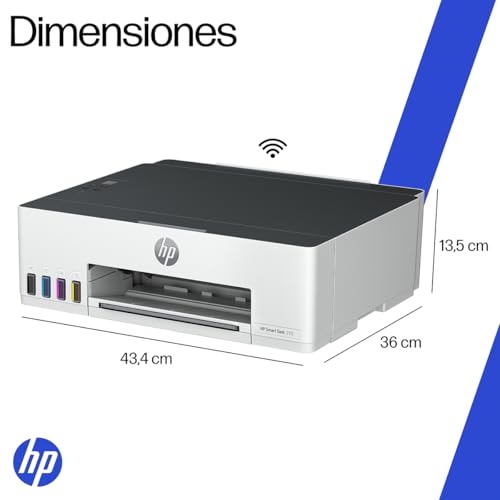 HP Impresora Smart Tank 210, Tinta Continua, Color, Wi-Fi,USB, Bluetooth, Dúplex (Doble Cara) Manual, Impresión Smart App, hasta 2 años de Garantía* (3D4L3A)
