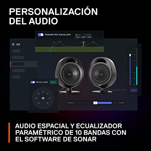 SteelSeries Arena 3 2.0 - Altavoces para Juegos de computadora - Audio inmersivo, Controles en el Altavoz, Controladores de 4 Pulgadas - con Cable y Bluetooth - PC, Mac, móvil
