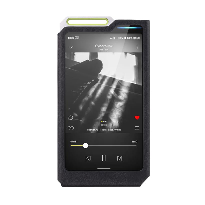 MITER - Funda para HiBy R4, Hecha a Mano de Piel sintética sintética para hibyr4 (Negro)