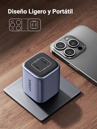 Cargador USB C UGREEN Nexode 45W GAN Blanco Carga Rápida Portátil