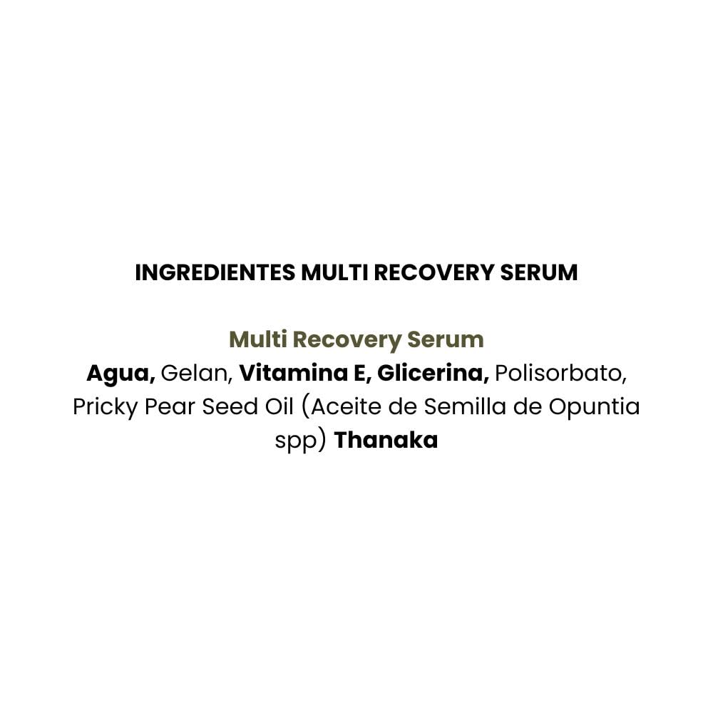 Multi Recovery Serum. Serum Aceite Facial. Thanaka + Oleico. Reduce la aparición de manchas oscuras. Rico en aminoácidos.