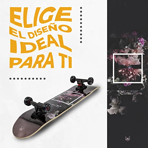 MUSA | Patinetas Skate de Madera con Llantas Blancas | Aesthetic Patinetas Skateboard de Madera de Maple | Ideal para Patinadores Nivel Principiante y Avanzado | Patineta con Diseño
