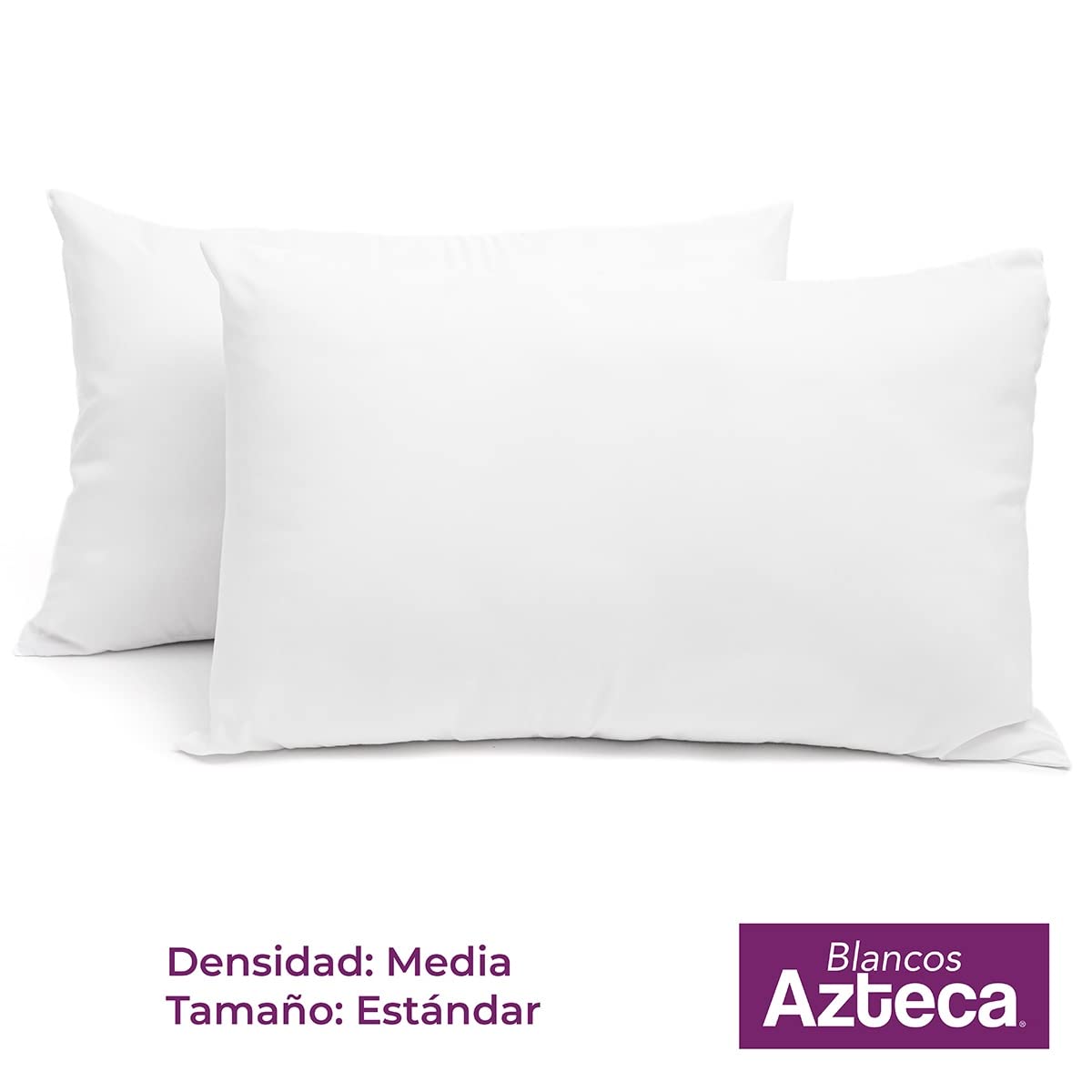 Azteca Almohadas 2 Pack Tamaño Estandar (65 x 43 cm) Densidad Media de 570gr Cada una. Almohada Hipoalergenica y Ultra Suave. para Fundas Individual, Matrimonial y Queen Size.