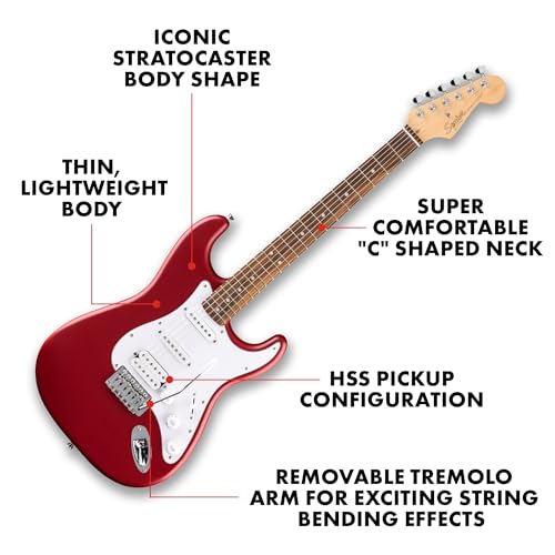 Debut Collection™ Stratocaster® HSS, Laurel Fingerboard, White Pickguard, Dakota Red