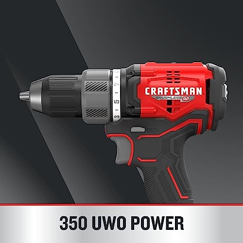 CRAFTSMAN RP+ Kit de taladro/driver inalámbrico, con 2 baterías y cargador, sin escobillas (CMCD713C2)
