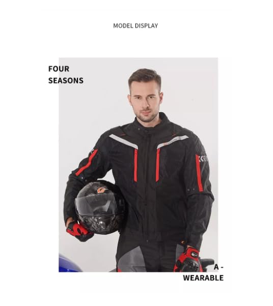 Chamarra de moto, Chaqueta de moto, CE tejido impermeable de alta calidad, negra, hombre, adecuado para primavera y verano (MX/US, Alfa, 1X, Regular, Regular, Negro)