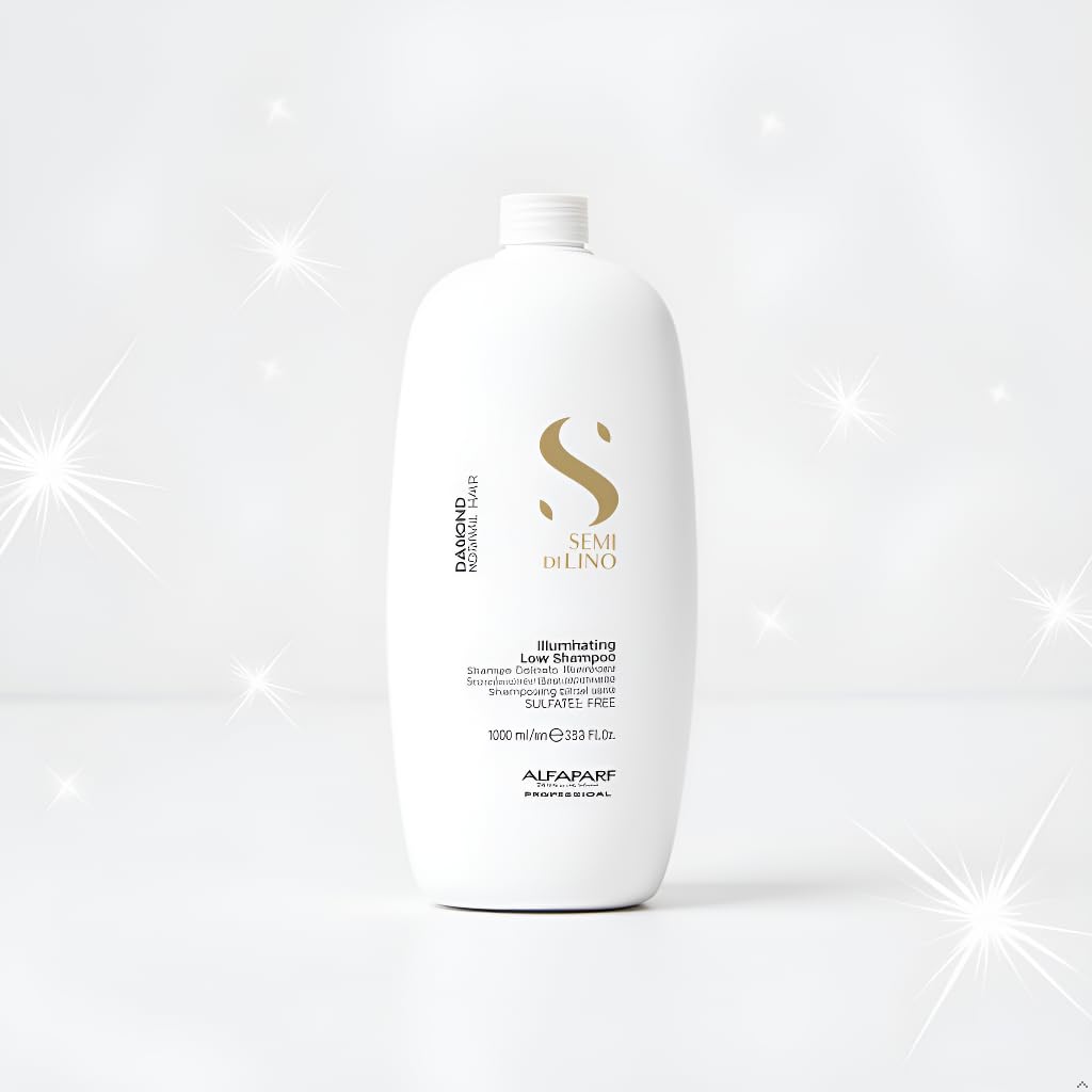 Alfaparf Milano Semi Di Lino Diamond Shine Illuminating Low Shampoo - Sulfate Free - For Normal Hair - SLS, Paraben and Paraffin Free - Safe on Color Treated Hair - Professional - 33.8 fl. oz.