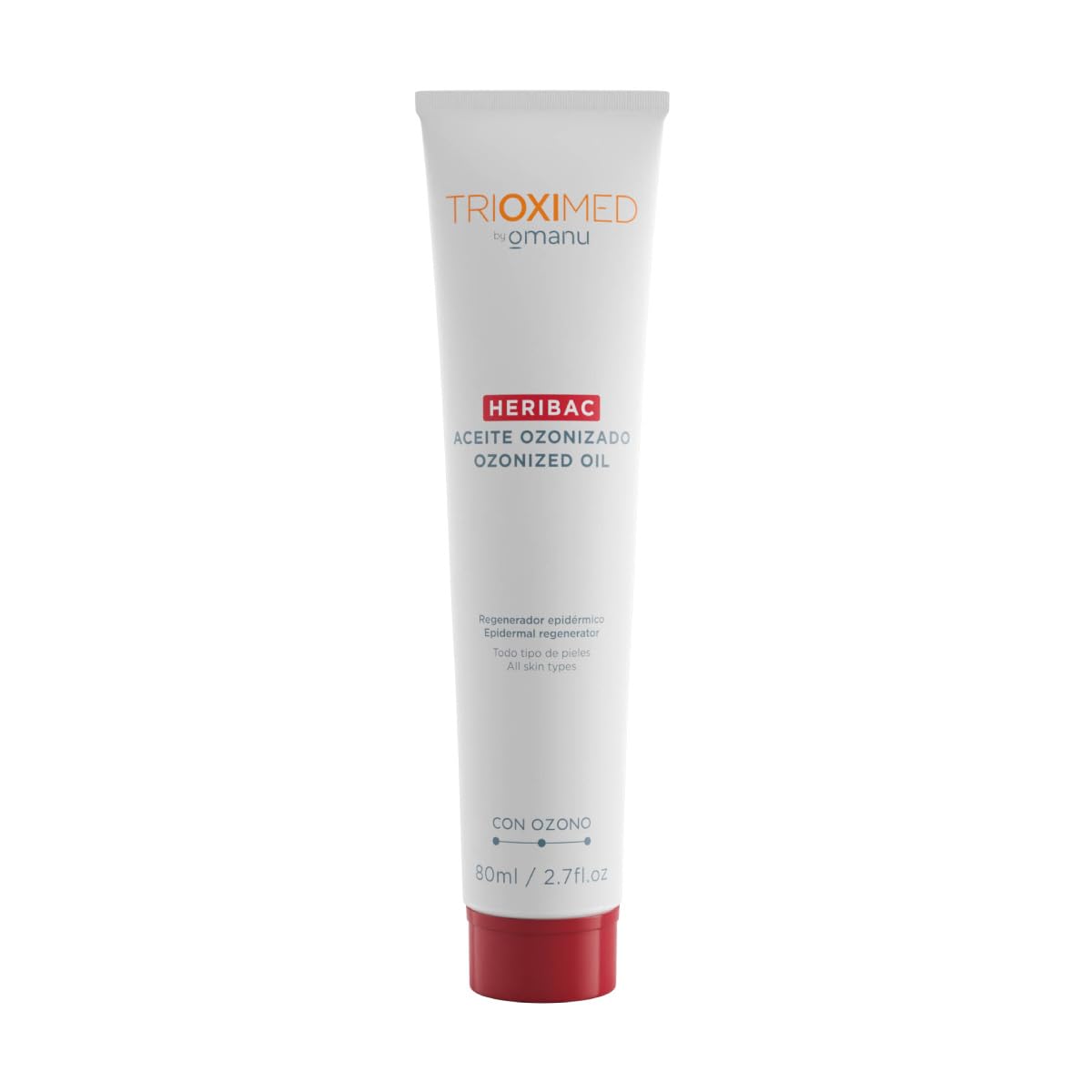 TRIOXIMED Aceite de Ozono Heribac 80 Ml | Auxiliar en heridas primer y segundo grado, como: pie y uña diabético y quirúrgicas | Hidrata la herida | Microbicida de alto espectro | Regeneración piel | Efecto antiinflamatorio | No genera resistencia microbia