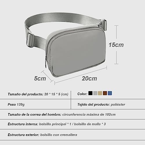 Cangurera Deportiva, Riñoneras Deportiva con Tela Impermeable de Amplia Capacidad, Bolsas de Crossbody Cinturón de Viaje de Seguridad para Pasaporte, Efectivo y Tarjetas,Cinturón Ajustable (Gris)