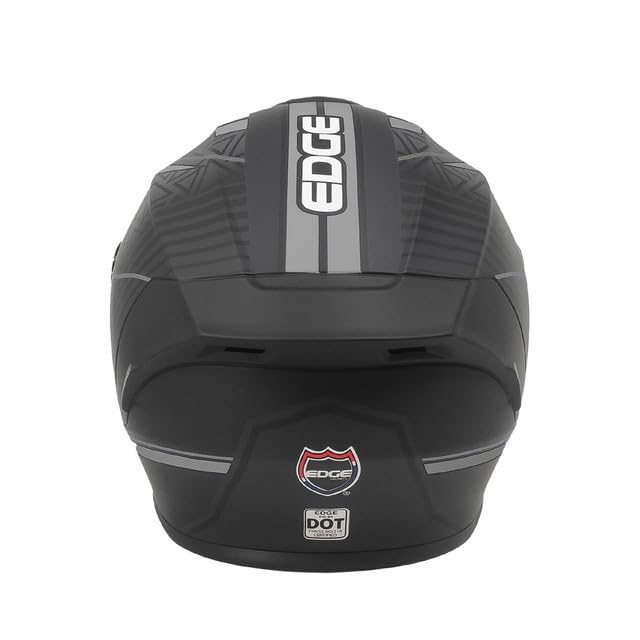 Casco Motocicleta Integral Marca - Edge - Frankie - Full Face - Certificado Dot - Moto Cascos de para Guantes Funda (Spyder Gris, L)