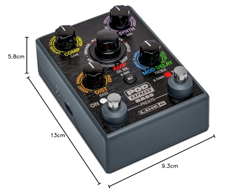 LINE 6 POD Express, bajo con 7 amperios, 7 cabinas y 17 efectos, incluyendo un looper