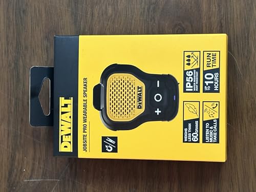 Dewalt - Altavoz Portátil Bluetooth - Altavoz inalámbrico Bluetooth con Clip magnético - Altavoz portátil Jobsite Pro Resistente al Agua - Micrófono Incorporado para música y Llamadas con Manos Libres