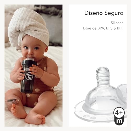 Juego de 2 Tetinas de Silicona Anticólicos Twistshake Transparente para Bebés Mayores de 4 Meses