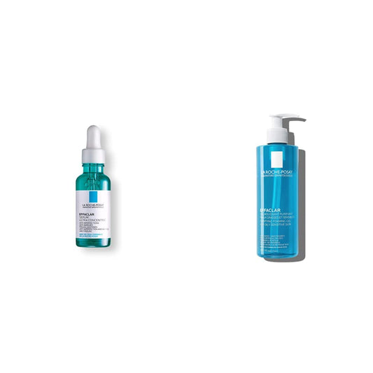 La Roche-Posay Effaclar serum anti imperfecciones + Effaclar Gel Purificante Gel Limpiador Facial para Piel Grasa, 400 ml