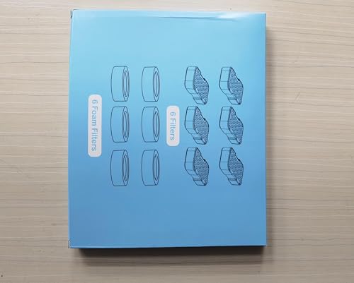 KOOGMOON Filtros De Fuente De Agua para Gatos, Adecuados para Fuentes De Acero para Gatos (S4), Filtro De Carbón De 6 Piezas + Filtro De Espuma De 6 Piezas